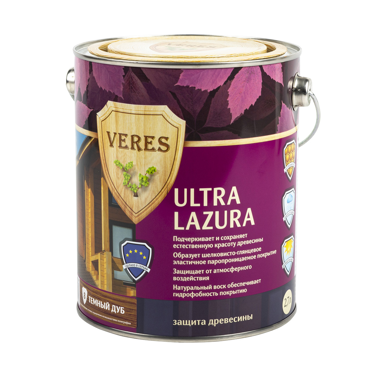 Верес ультра лазура № 8 дуб темный  2,7 л (1/4) "veres"
