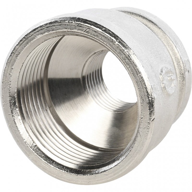 Муфта резьбовая переходная 1"1/4 x 1/2" ВР никель STOUT