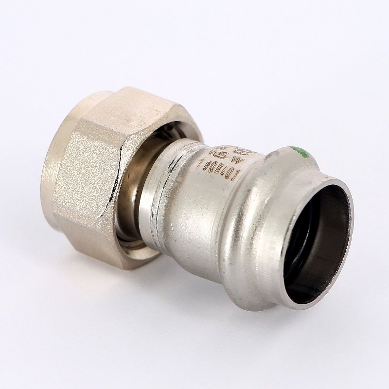 Муфта пресс-В с накидной гайкой 22х3/4" нержавеющая сталь Sanpress Inox VIEGA