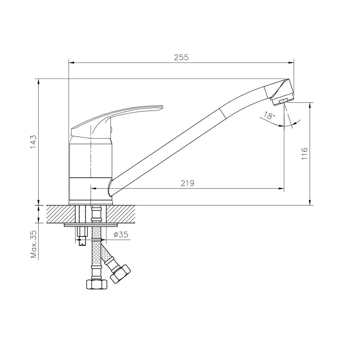 Смеситель для кухни dr71018 поворотн. излив (1/12) "decoroom"