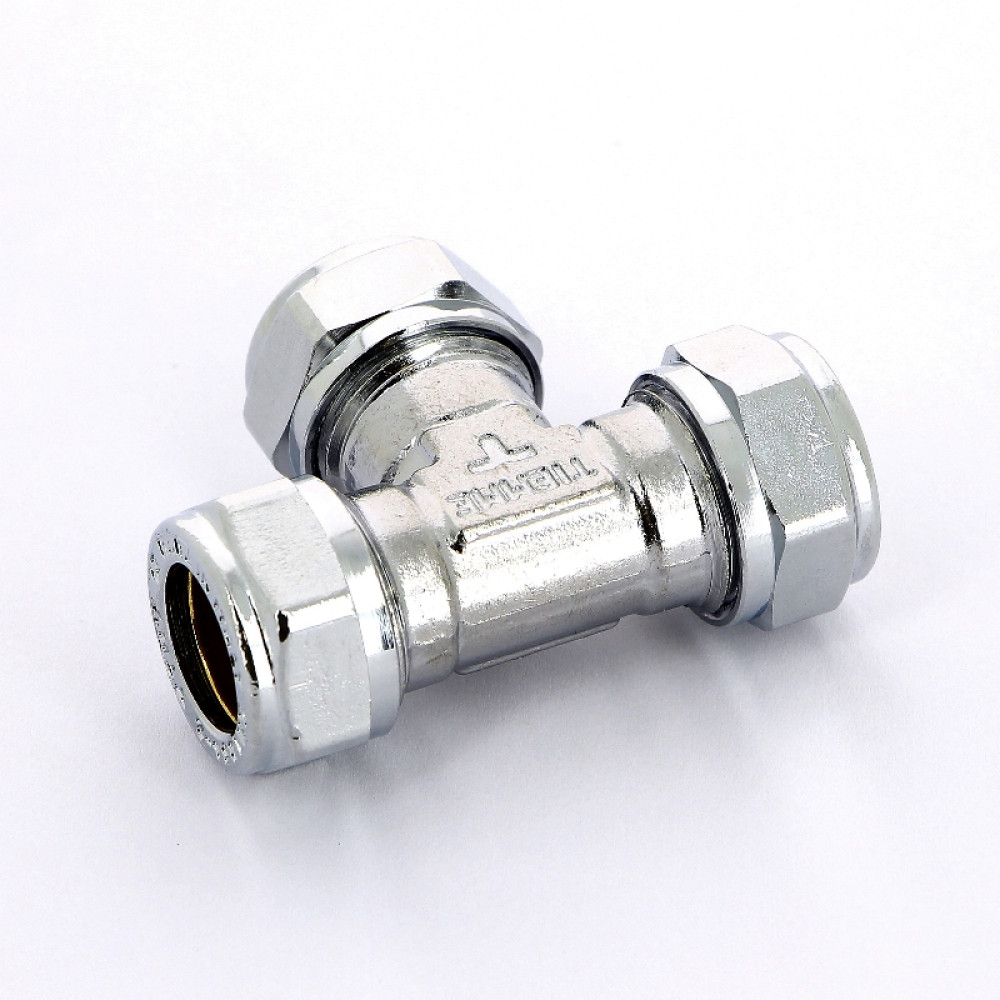 Тройник 12 х 12 х 12 обжим хром TIEMME