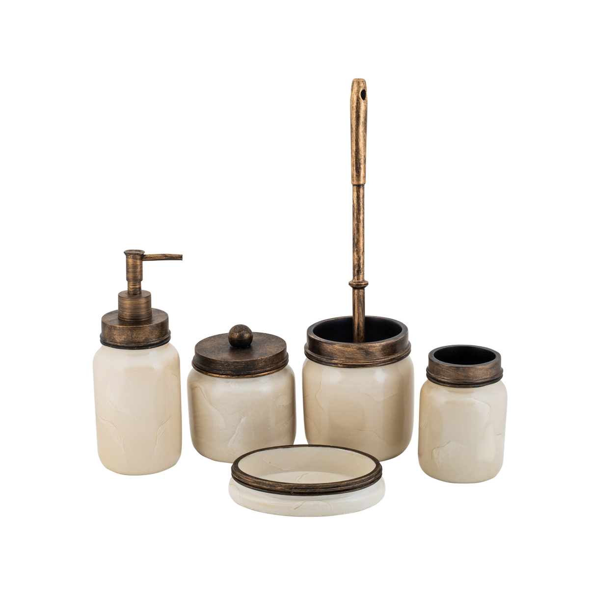 Туалетный набор "rome" ерш с подставкой, полирезина (бежевый) (1/6) "swensa" swt-5700-e