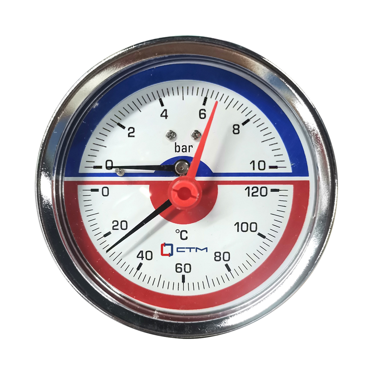 Термо-манометр аксиальный 1/4", до 10 бар, до +120°с (1/100) "стм"