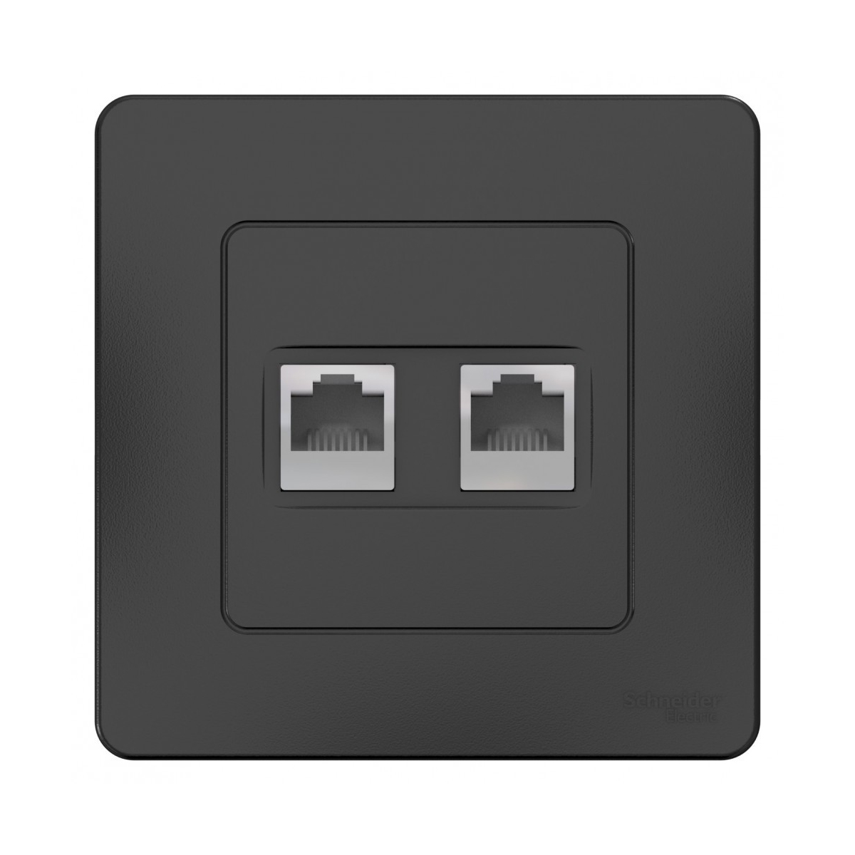 Розетка компьютерная "blanca" 2-х местн. rj45, антрацит (1/10/20) "schneider"