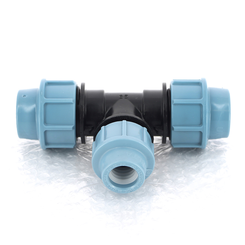 Тройник редукционный 25 х 20 х 25 мм под обжим для труб ПНД UNIDELTA