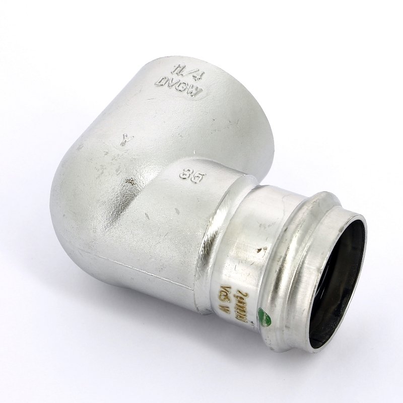 Угол пресс-В компактный 35x1"1/4 нержавеющая сталь Sanpress Inox VIEGA