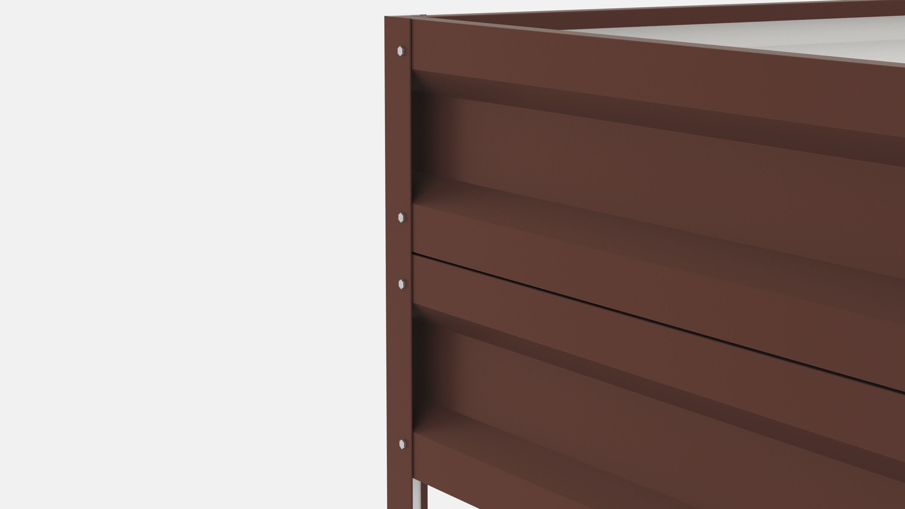 Грядка оцинкованная с полимерным покрытием Усиленная (с ребрами жесткости) , металл 0.6 мм, длина 10 м, ширина 0.8 м, высота 0.4 м, цвет Коричневый