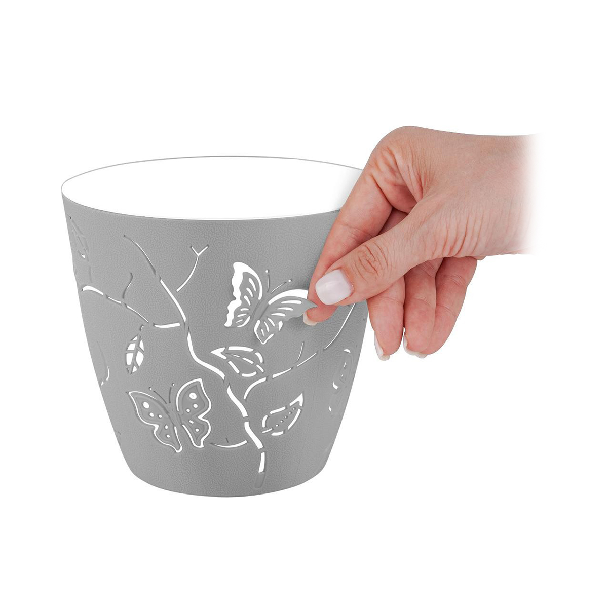 Горшок для цветов "batterflies" d 115 мм/0,7 л (серый шторм) (1/20) "plast team" pt401110025