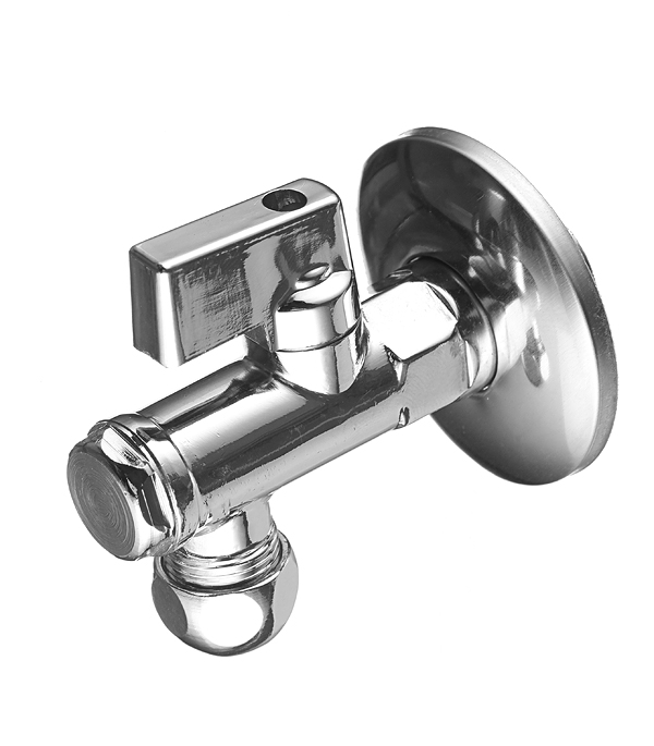 Кран шаровой угловой 1/2" х М10 НН с патрубком под накидную гайку для бытовой техники VALTEC латунь