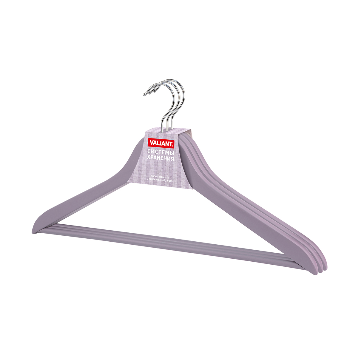 Вешалки для одежды дерев. "jardin" с перекл. (3 шт.) сиреневые (1/32) "valiant" lv-16601s