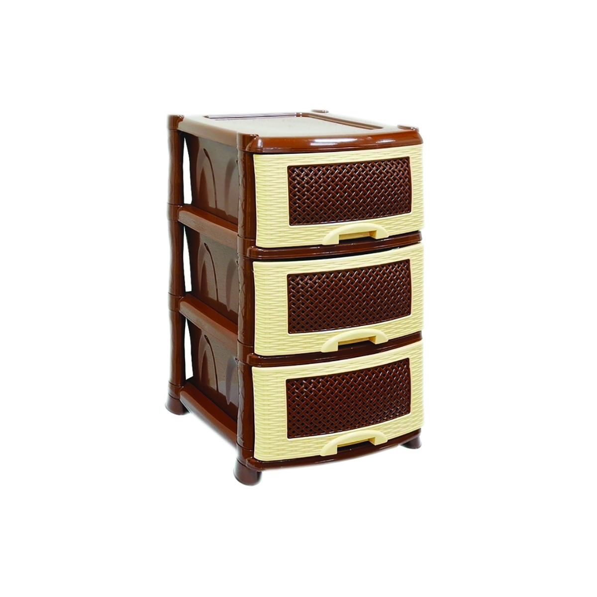 Комод "плетенка"  3-х секцион. (бежевый, коричневый) (1) "виолет"