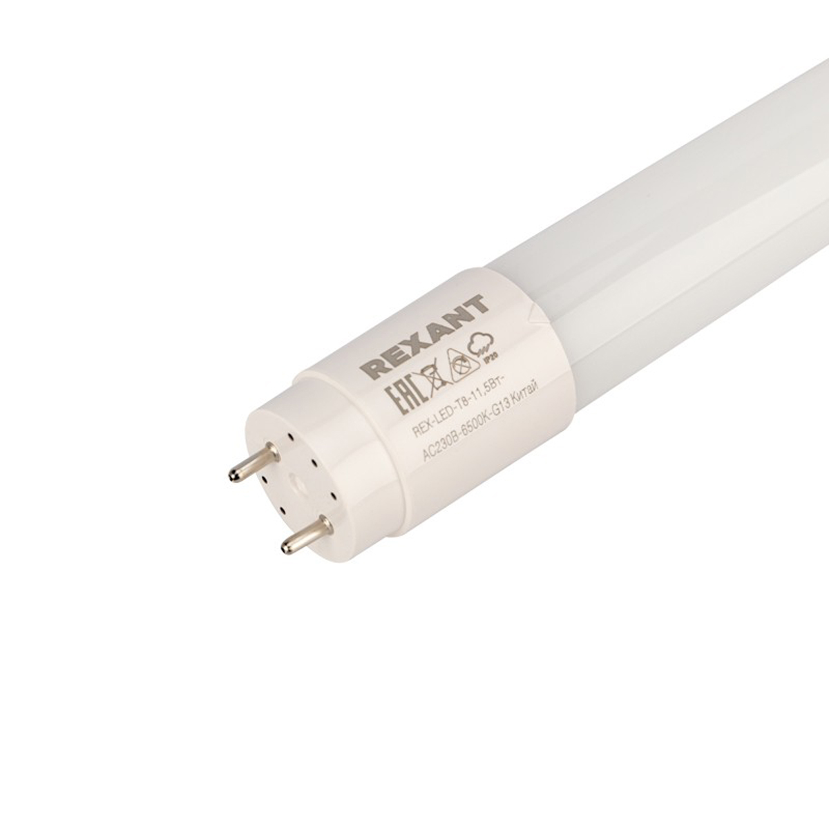 Лампа светодиодная "rexant" трубка т8 g13 600 мм  11,5w 6500 k 978 лм (30) 604-4053