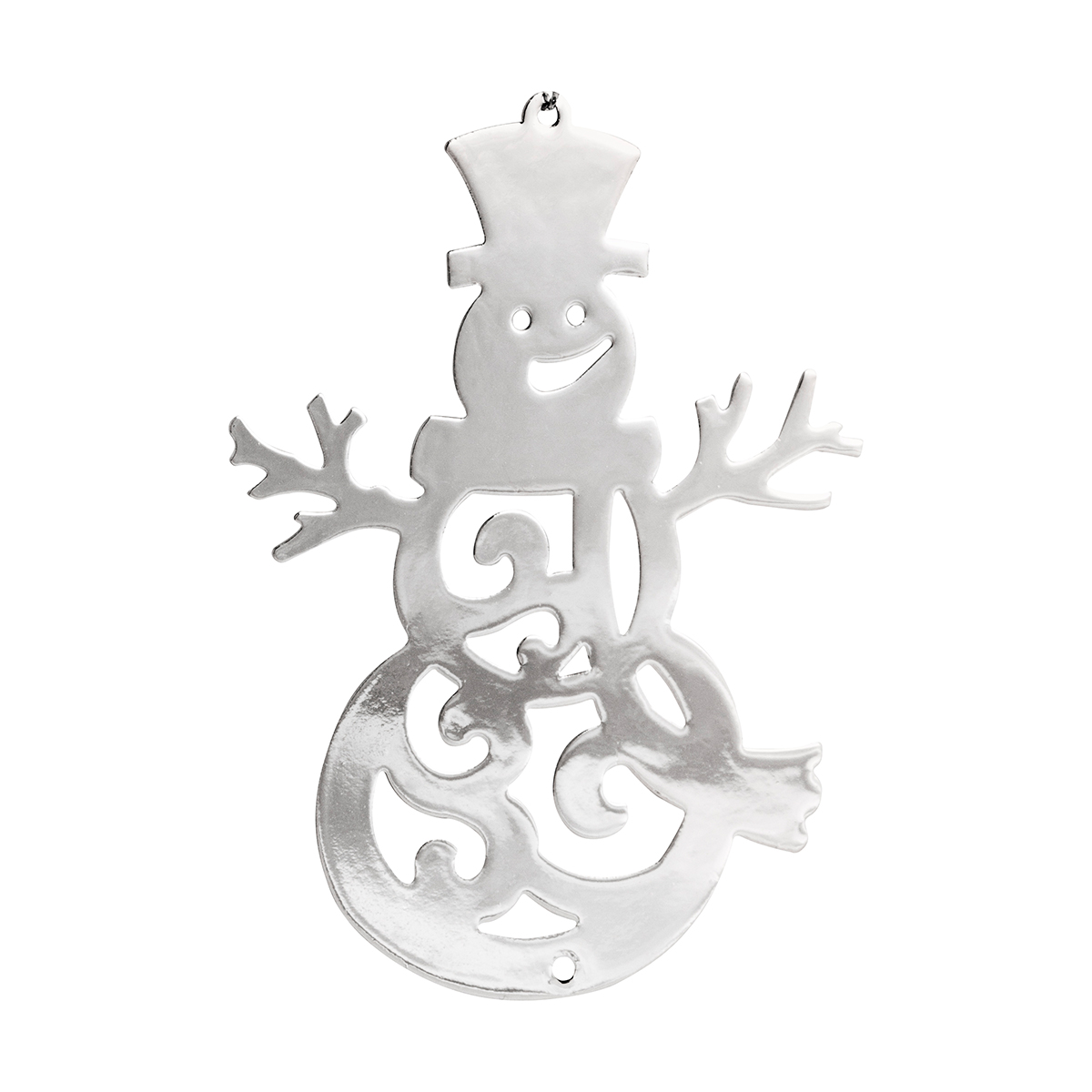 Украшение новогоднее "новогодний снеговик" 9,9*12 см, серебро (1/36/288) "волшебная страна"