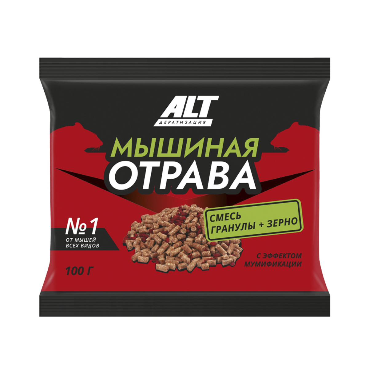 Средство от мышей "мышиная отрава №1" зерно+гранулы 100 г (1/100) "alt"