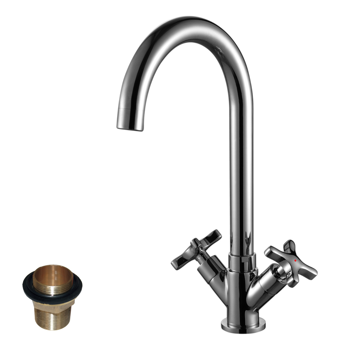 Смеситель для кухни  rs39-72u  высокий поворотн. излив, двухвентильный (1/12) "rossinka"