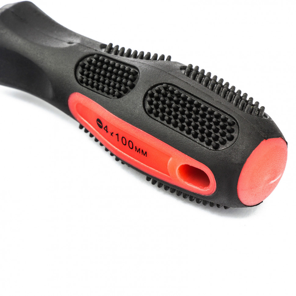 Отвертка Anti-Slip, SL4 х 100 мм, CrV, двухкомпонентная рукоятка Matrix (12210)