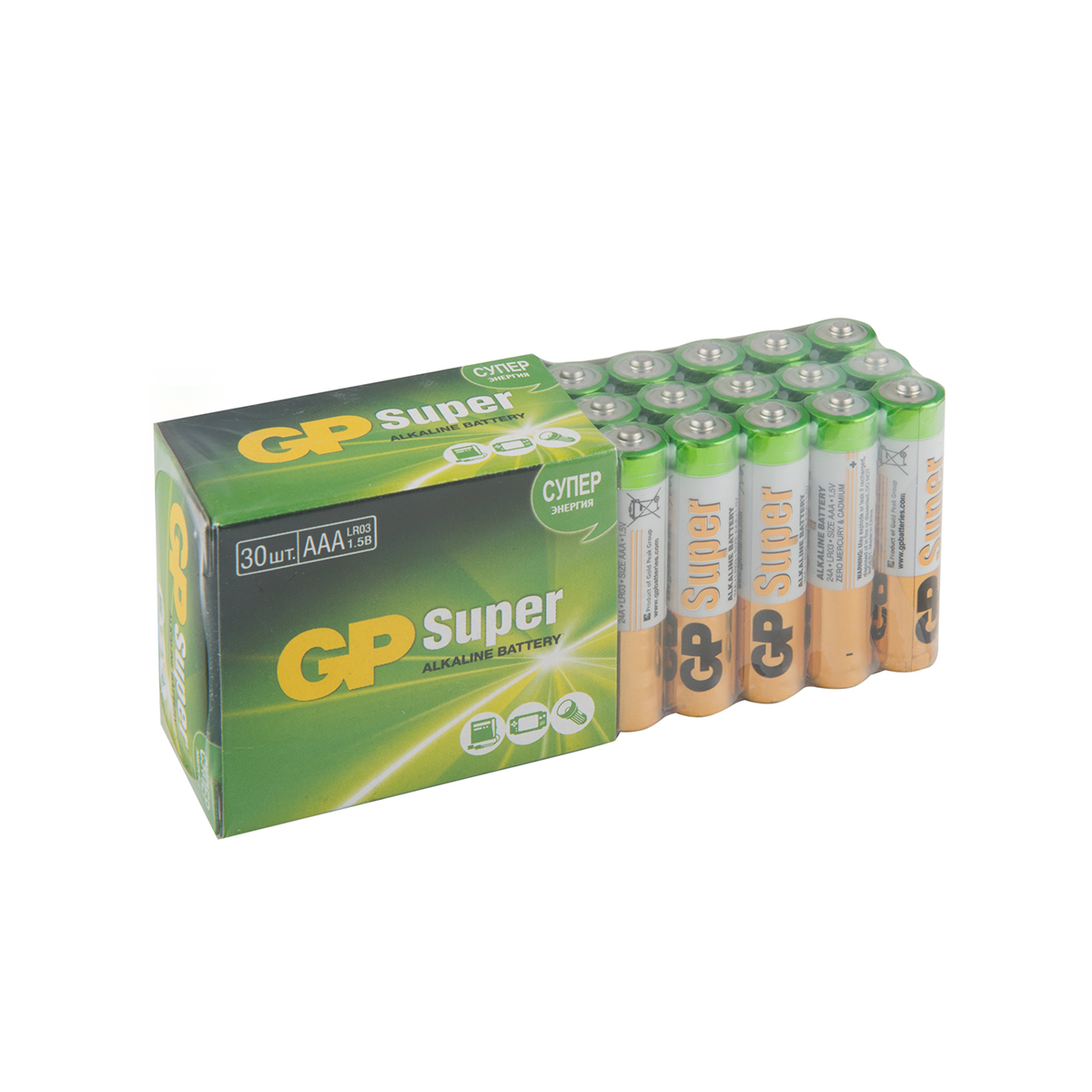 Батарейка gp super 24a-b30  тип ааа (30 шт. в слюде) (1/6/24)