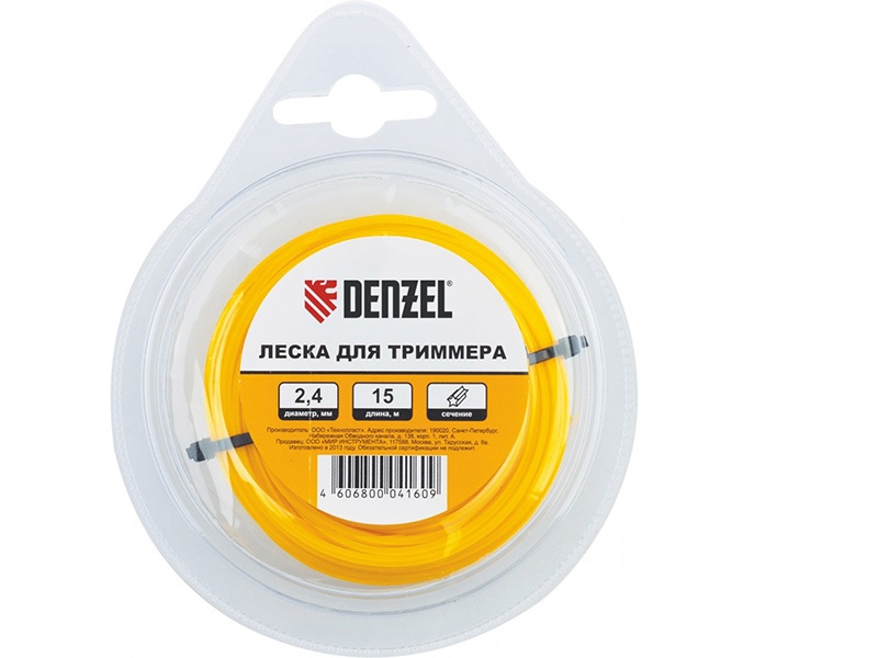 Леска для триммера квадратная, 1.6 мм х 15 м Denzel (96153)
