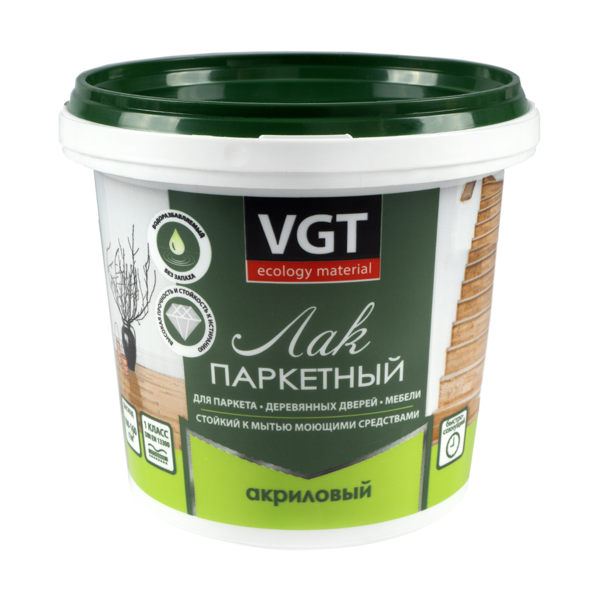 Лак акриловый паркетный глянц.  0,9 кг (6)  "вгт"
