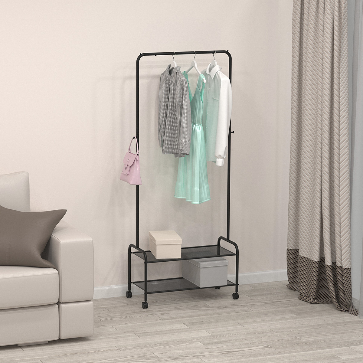 Вешалка напольная гардеробная "валенсия 22м" 310*690*1620 мм черный (1) вгв22м ч