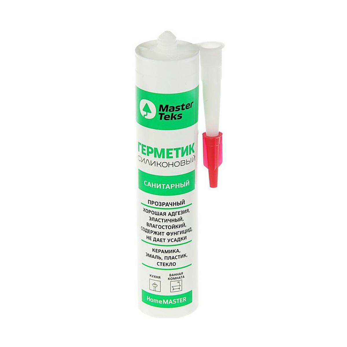Герметик "homemaster" силикон. санитар.  260 мл  прозрачн. (1/12) "masterteks" россия