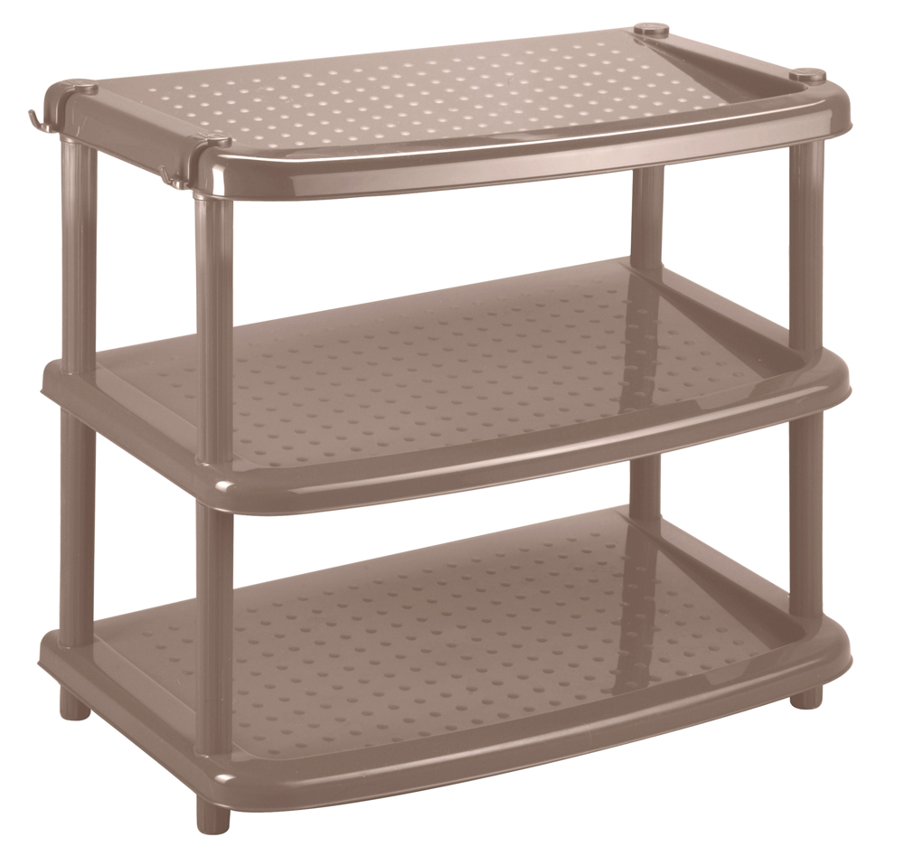 Этажерка для обуви "паола" 3 полки 490*310*470 мм (коричневый) (1/4) "бытпласт"