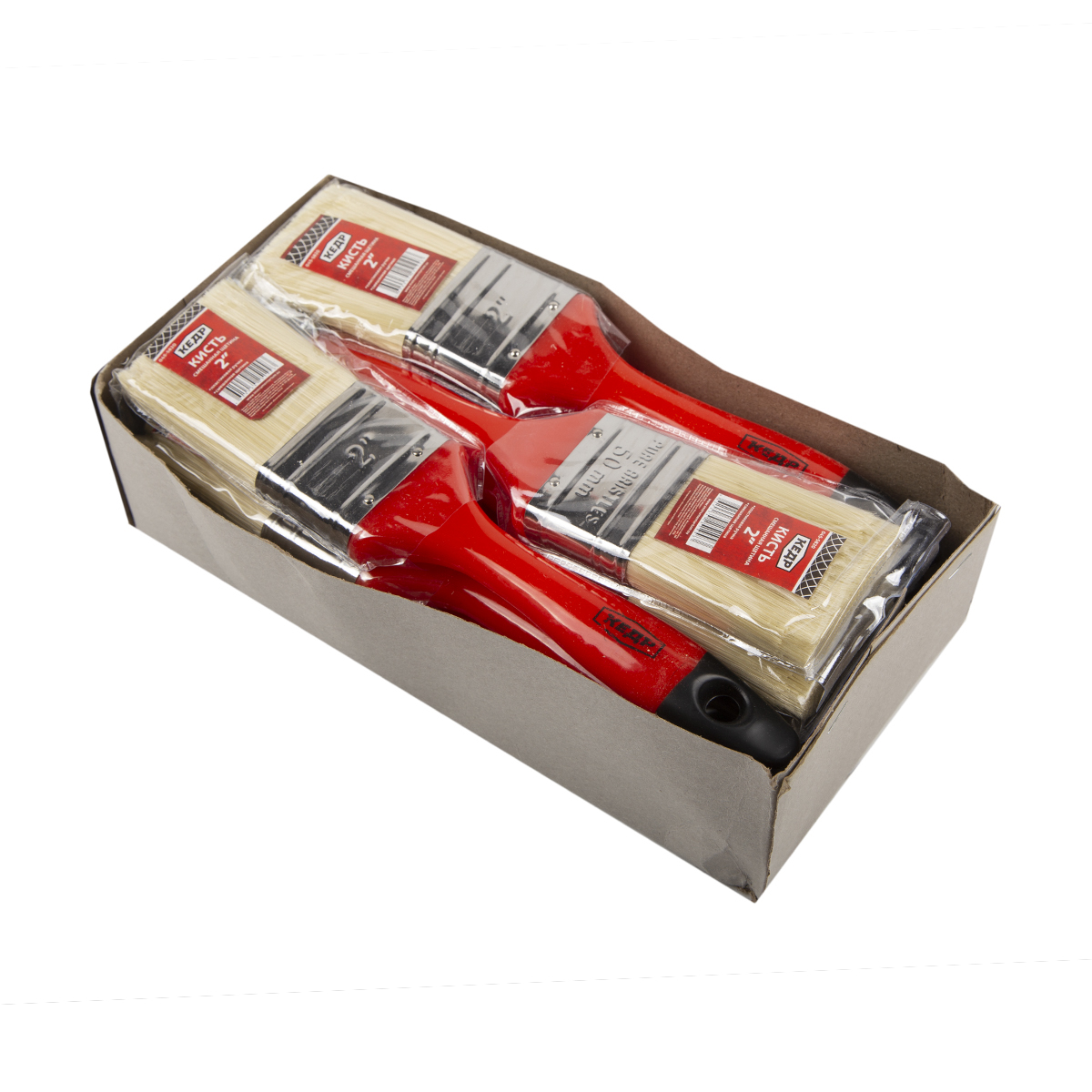 Кисть плоская смешанная щетина  №2 /50 мм  (12/360) пласт.ручка  "кедр"  045-5820