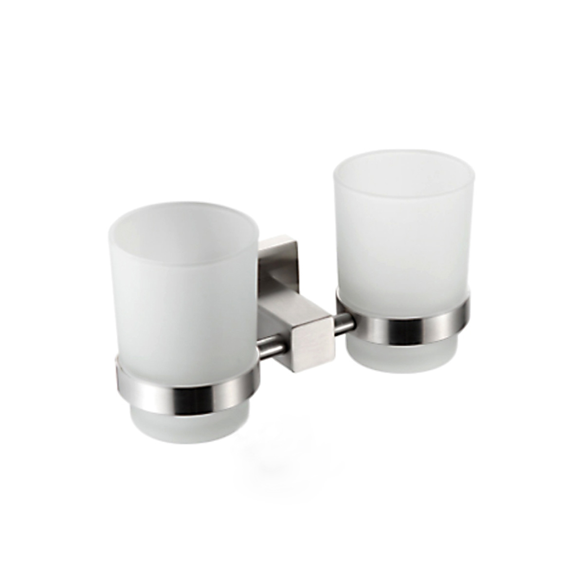 Стаканы для ванной комнаты 2 шт. с держателем f30308 (нерж.сталь), сатин (1/20) "frap"