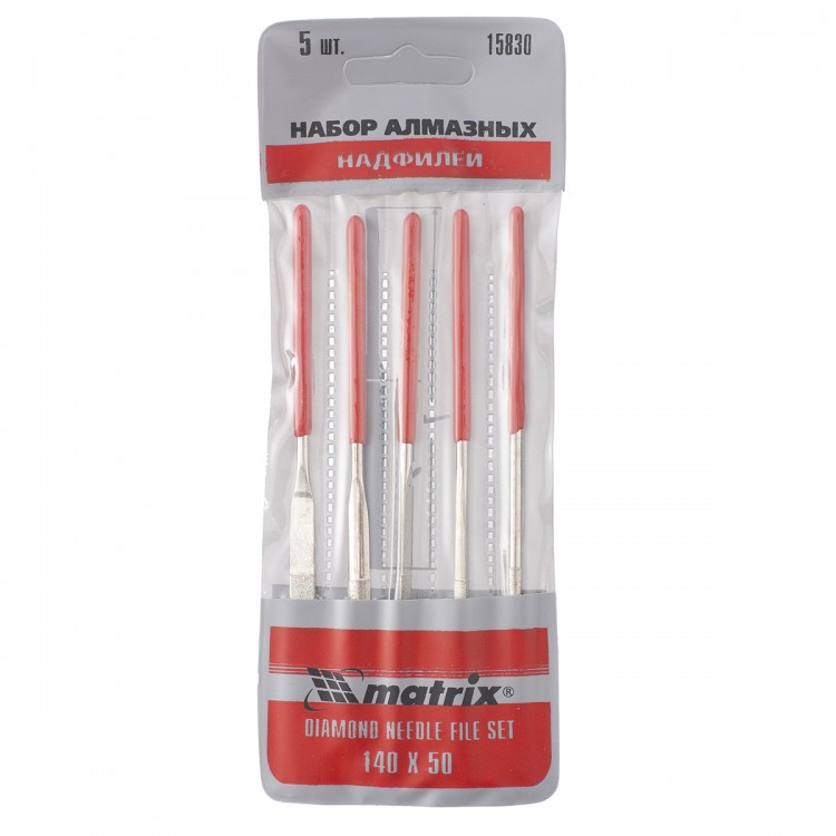 Набор надфилей алмазных, 140 х 50 х 3 мм, 5 шт Matrix (15830)