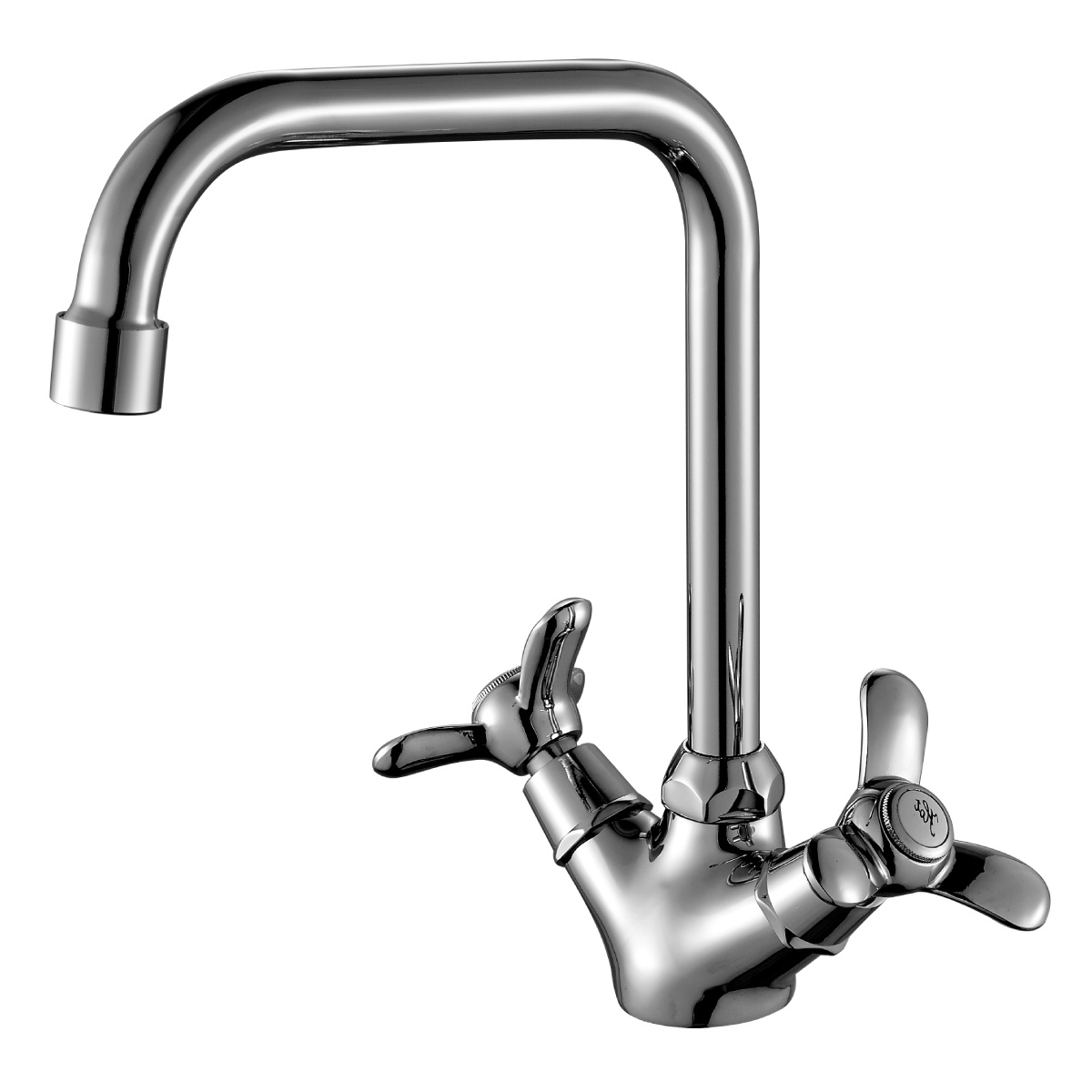 Смеситель для кухни  q02-72  высокий поворотн. излив, двухвентильный (1/12) "rossinka"