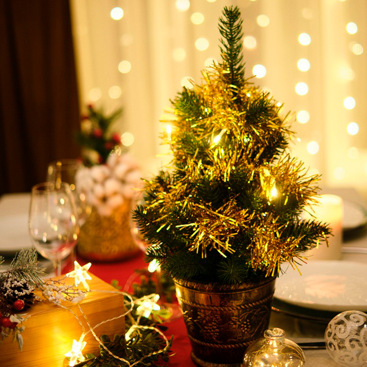 Электрогирлянда "мишура золотая" 1,5 м, 10 теплых ламп, шнур прозр. (1/24) "neon-night" 304-012