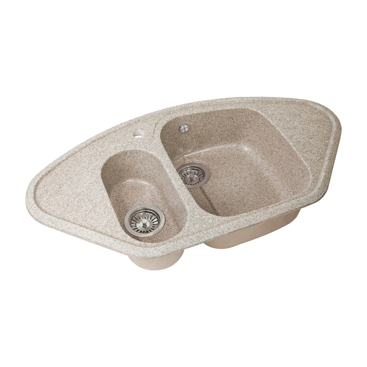 Мойка для кухни врезная искуств. камень gs-14-302 угловая двойная 945*495 мм песочная "granstones"