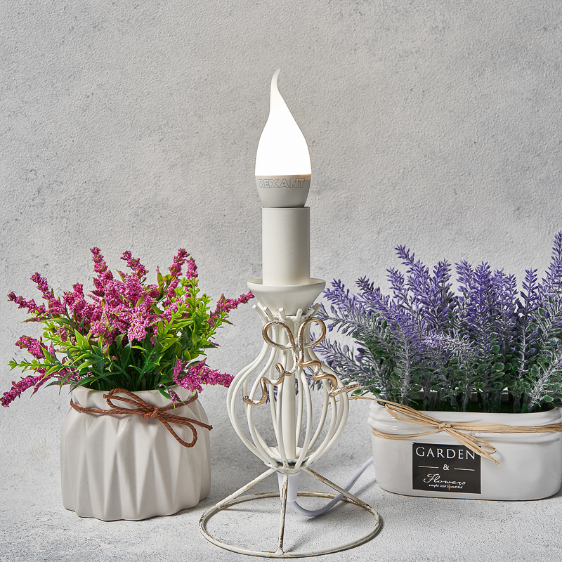 Лампа светодиодная "rexant" свеча на ветру (cw) 7,5w 4000 k 713 лм e14, нейтр. свет (10/100) 604-046