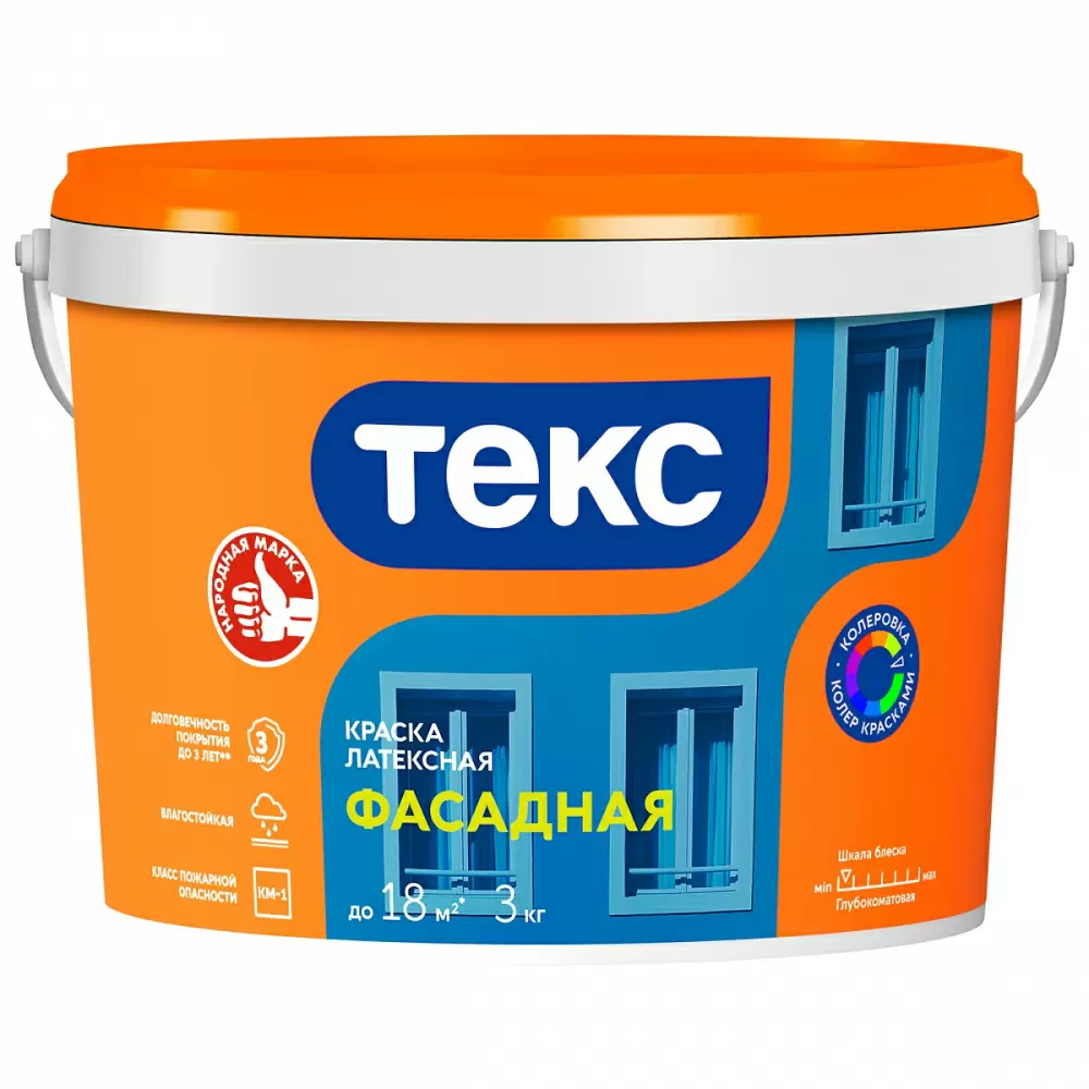 ТЕКС ОПТИМУМ ВДАК-101краска фасадная белая (3кг)
