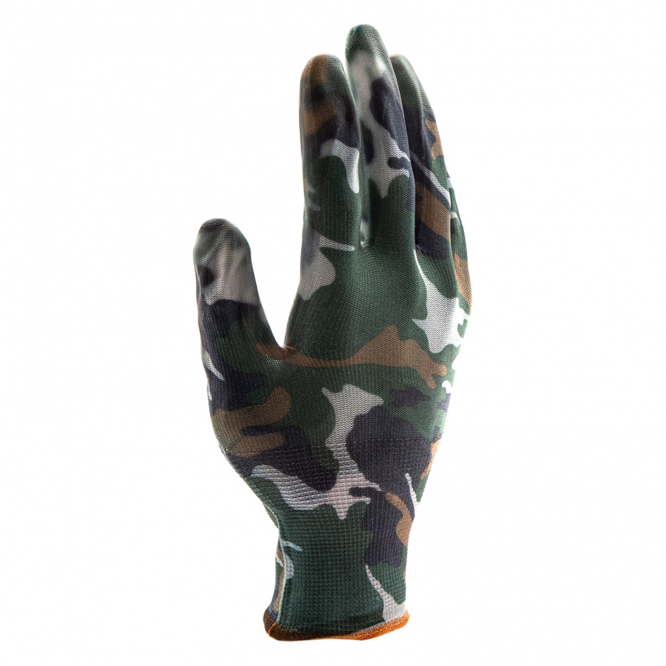 Перчатки садовые из полиэстера с нитрильным обливом, хаки, М Palisad (67858)