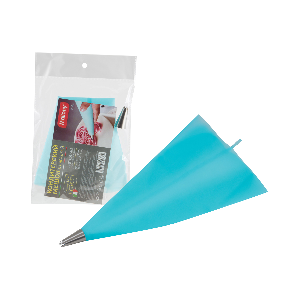 Мешок кондитерский с насадкой (1/12/300) "mallony" pb-31