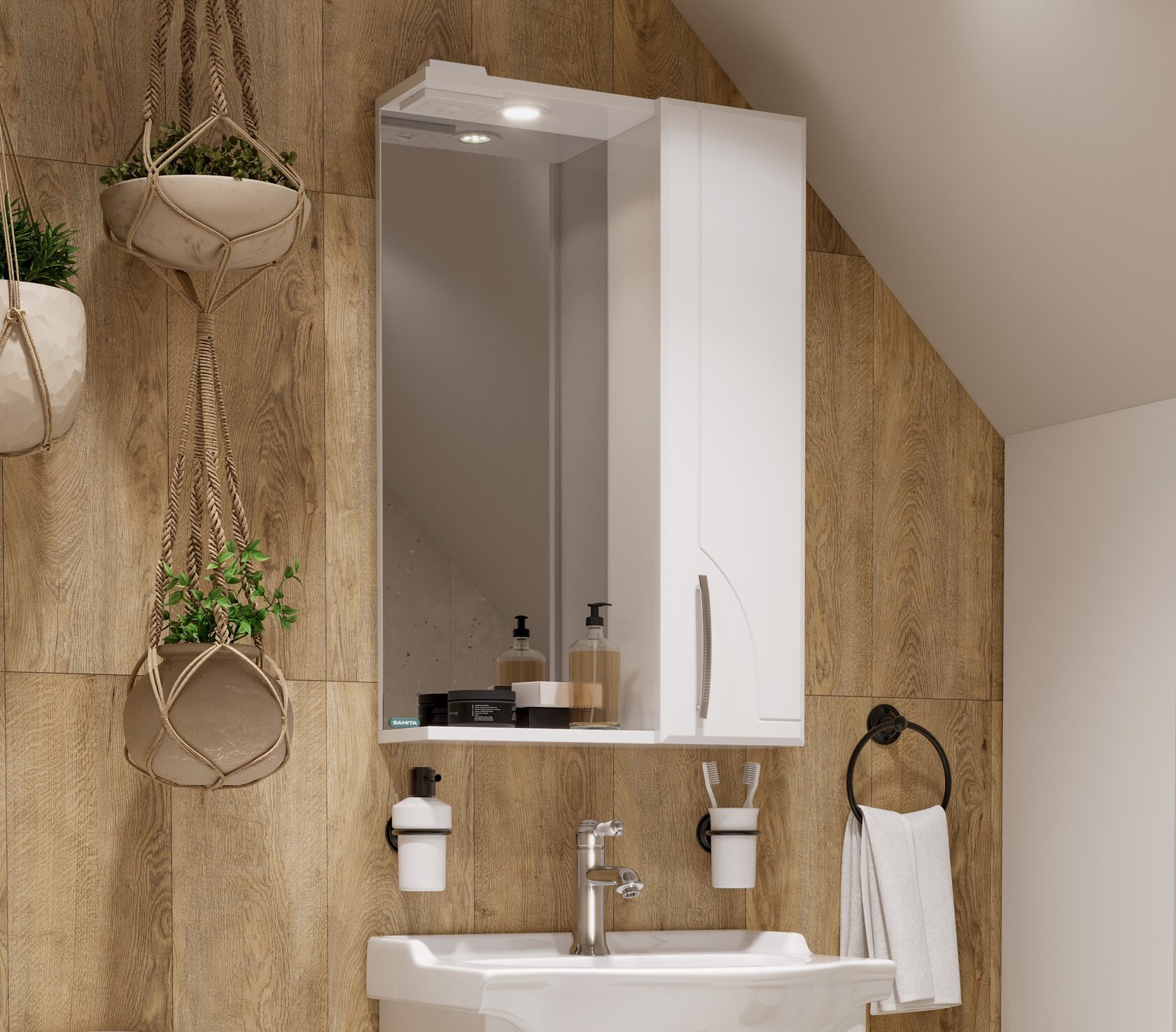 Шкаф с зеркалом для ванной "идеал-01" 800*520*176 мм, белый "sanita" idlsamr56019w1