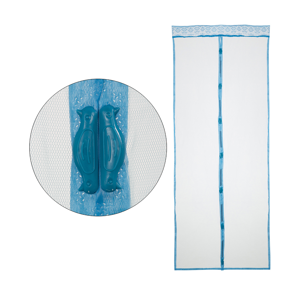 Сетка москитная 0,9*2,2 м (голубая, на магнитах) (1/10/60) "рыжий кот"