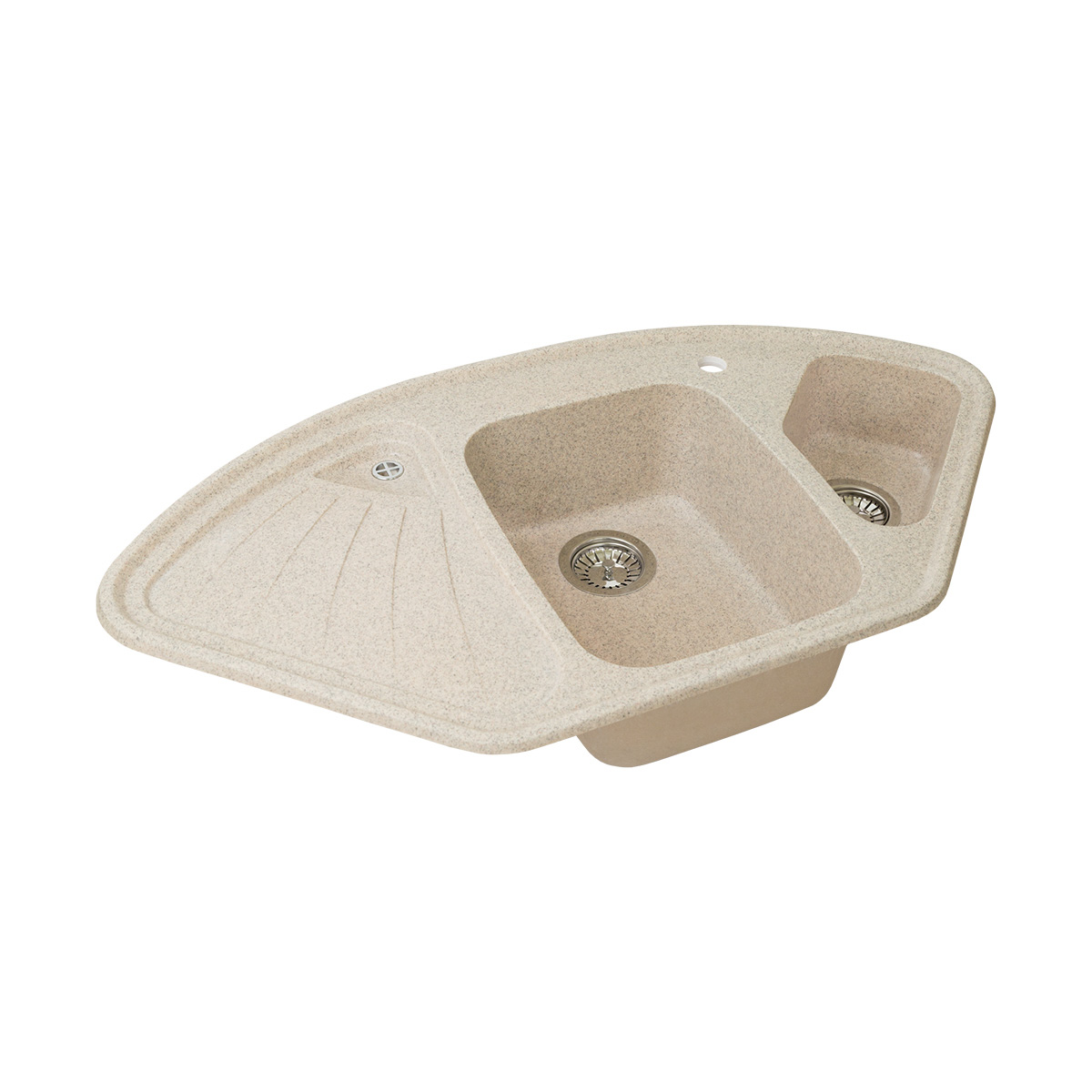 Мойка для кухни врезная искуств. камень gs-14k-328 угловая двойная 1040*570 мм бежевая "granstones"