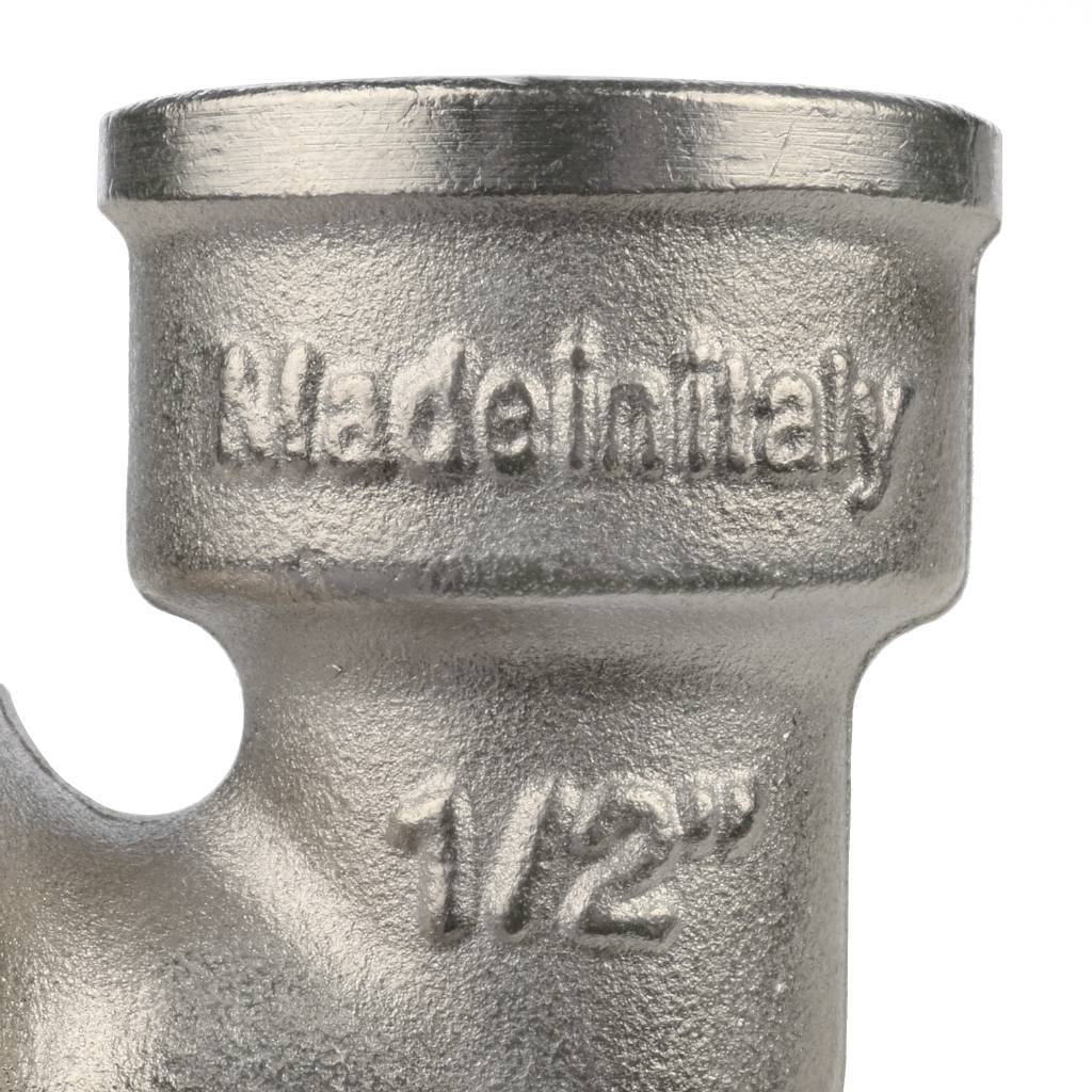 Угол резьбовой ВН с упором 1/2" никель STOUT