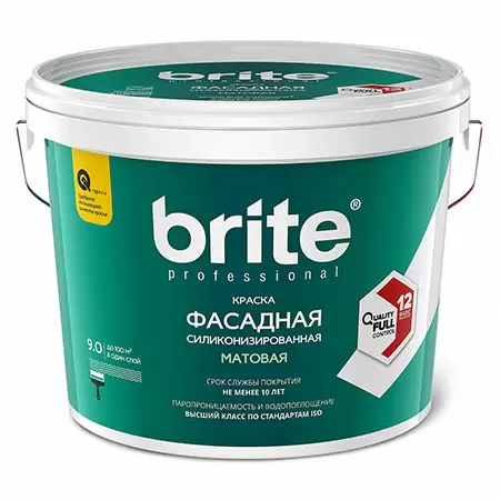 BRITE PROFESSIONAL краска фасадная силиконизированная, база С (9л)