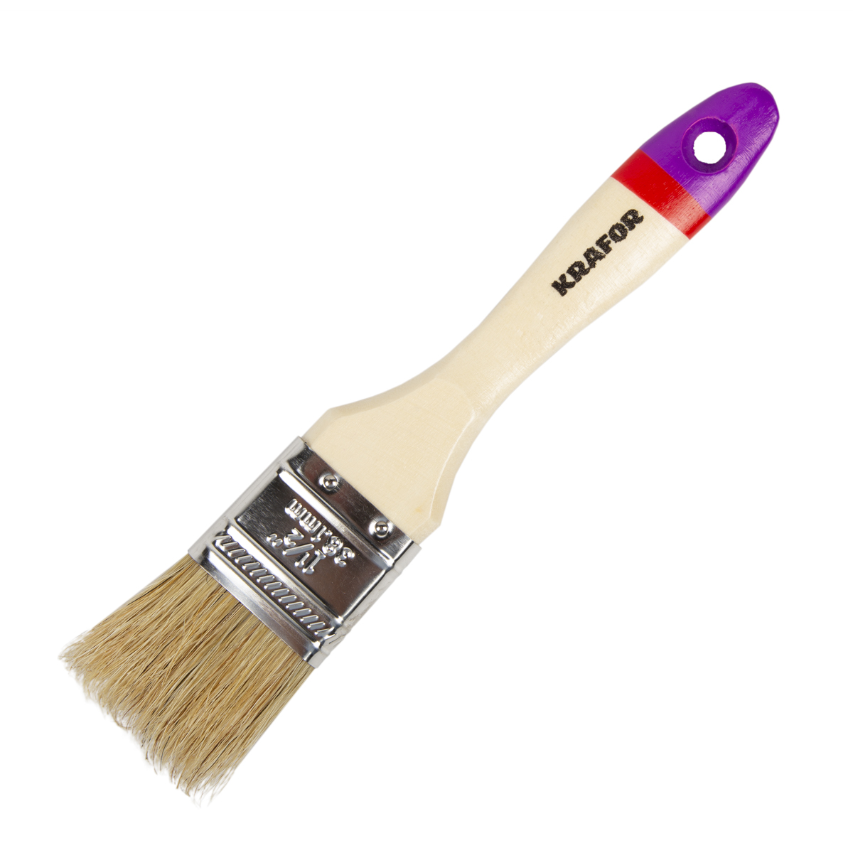 Кисть плоская "евро" №1,5/38 мм  (12/600) натур.щетина, дерев.ручка "krafor" 004-0015