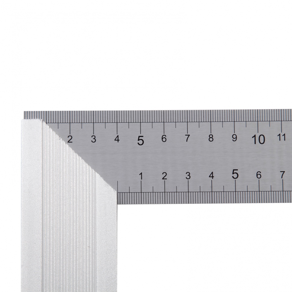 Угольник стальной 250 мм, нержавеющая сталь, градуировка, алюминиевое основание Denzel (32396)