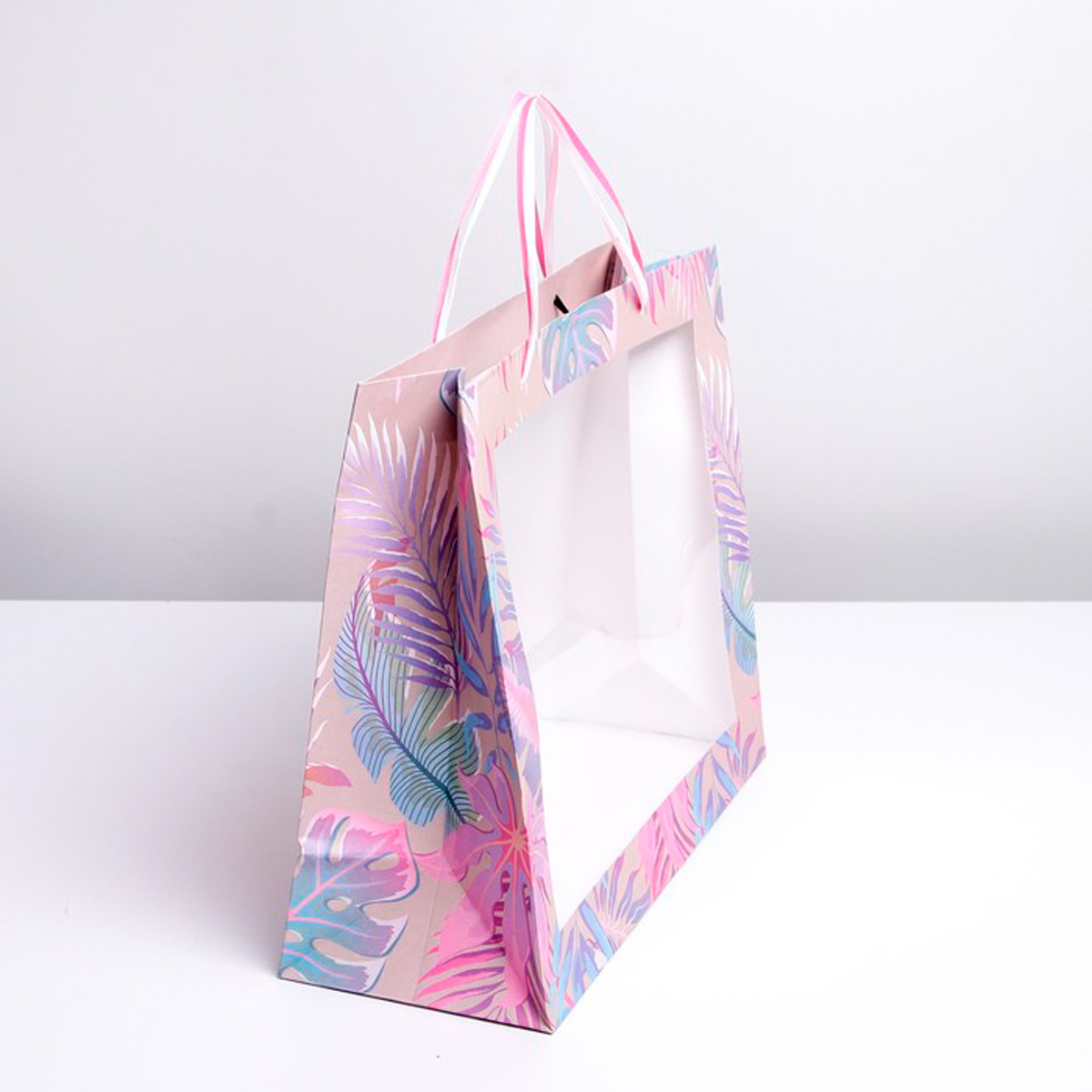 Пакет подарочный крафтовый с окошком "нежность" 31*26*11 см (1/176) "дарите счастье" 7167121