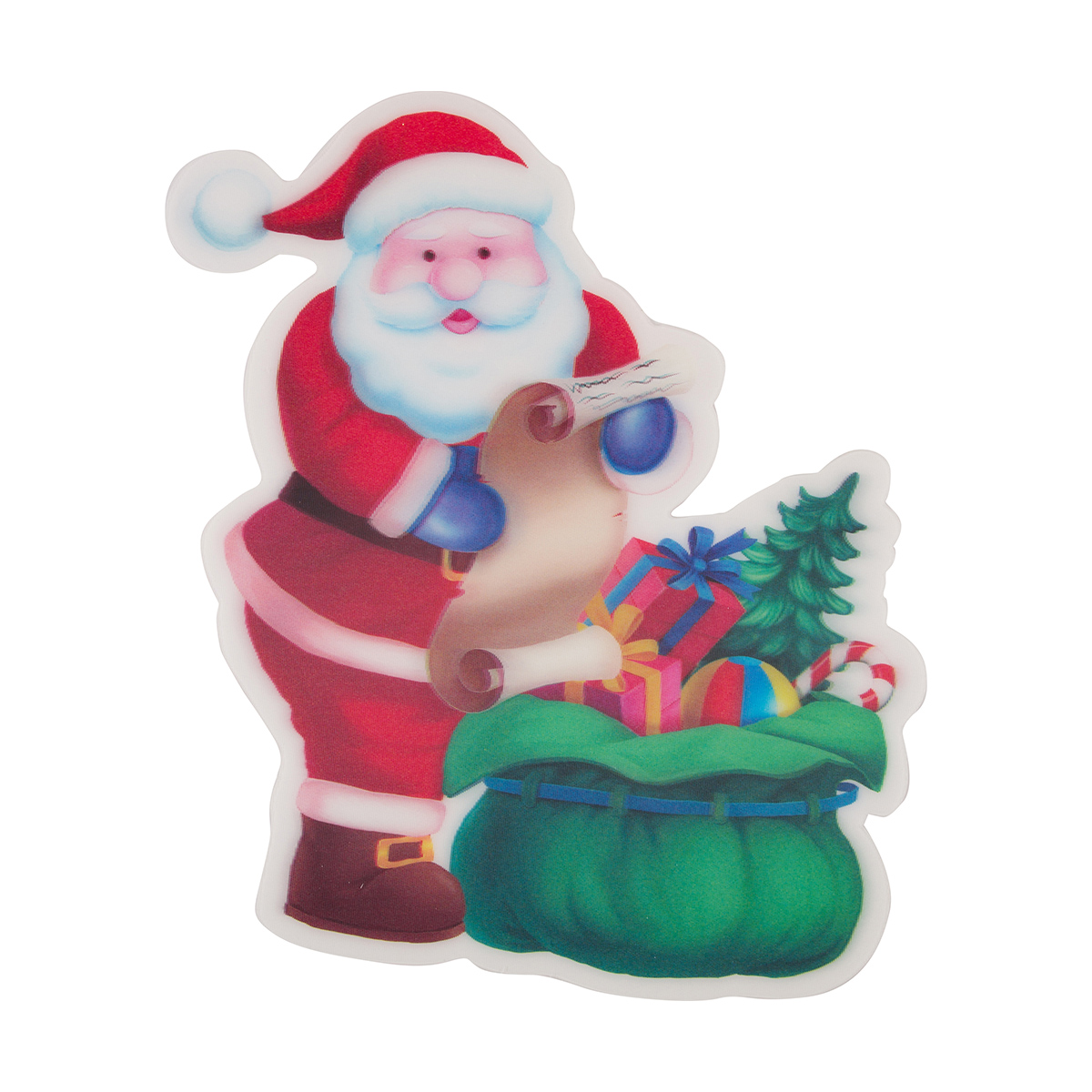 Наклейка новогодняя "санта с мешком" 3d 16,5 см (1/36/144) "волшебная страна"