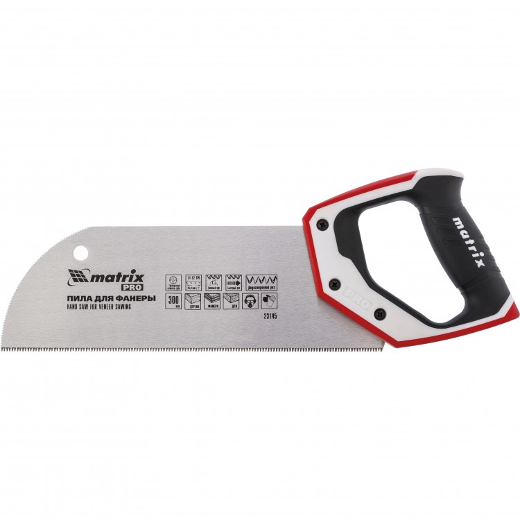Пила для фанеры с запилом, 300 мм, каленый зуб 3D, 11-12 TPI, трехкомпонентная рукоятка, Pro Matrix (23145)