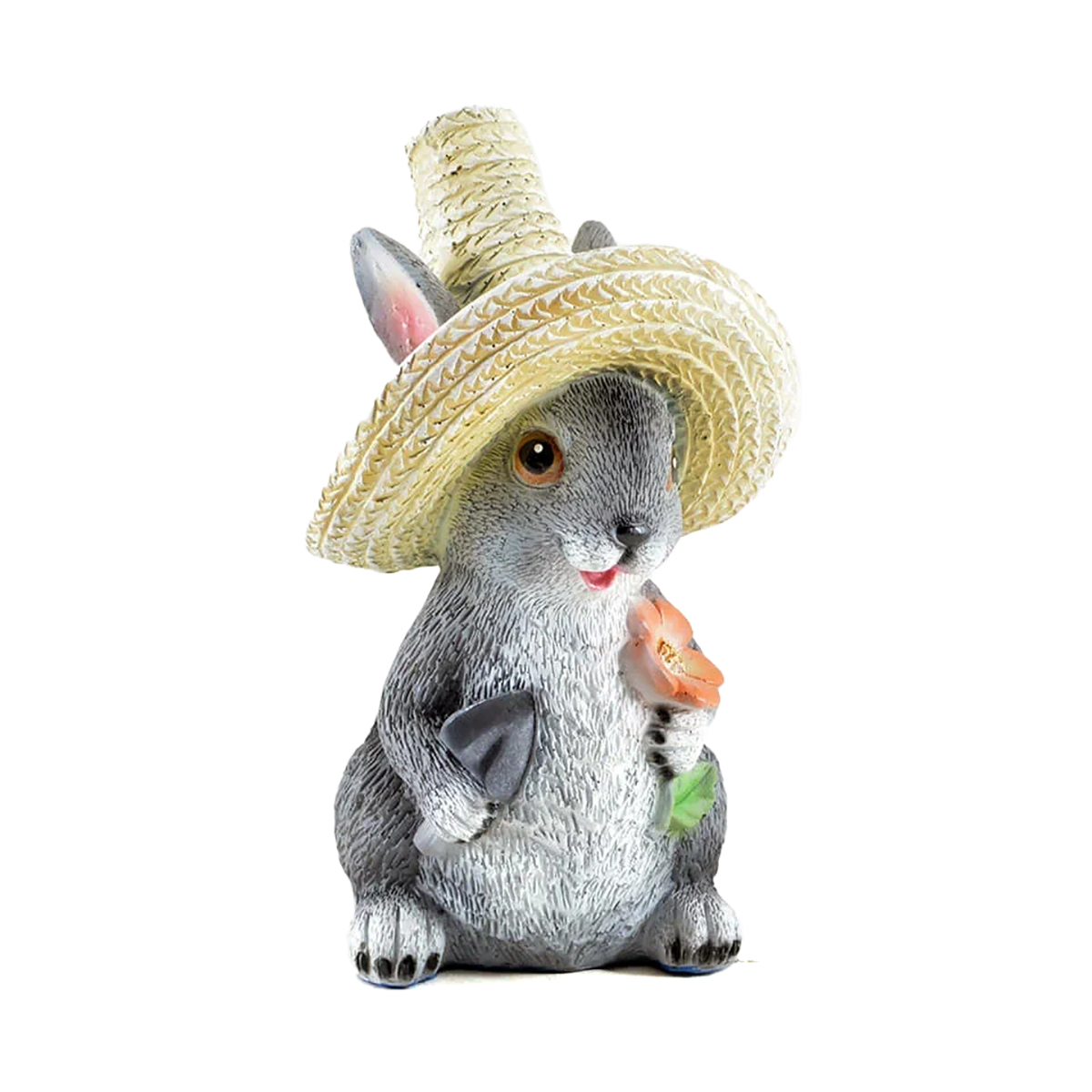 Фигурка садовая "зайка в шляпе с лопаткой и цветком" (1/16) "сказка" jng410