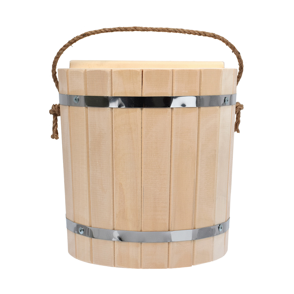 Ведро для бани и сауны "с легким паром"  9 л с крышкой, пластик. вставка, липа (1) 31202