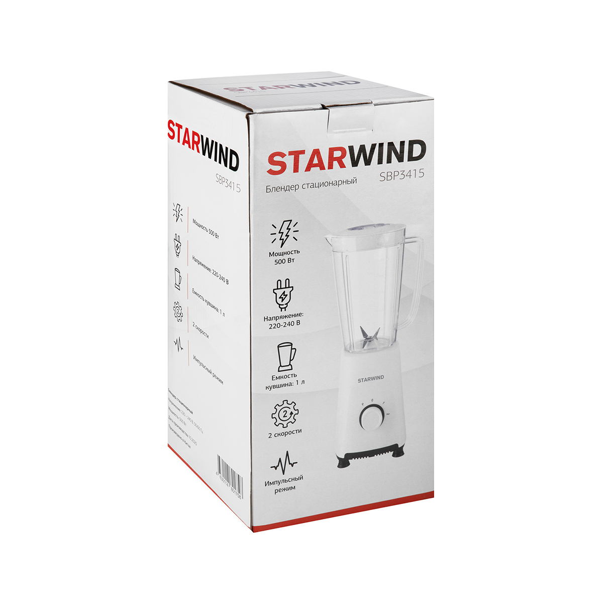 Блендер sbp3415 с чашей 1 л, 500 вт, 2 скорости (1/4) "starwind"