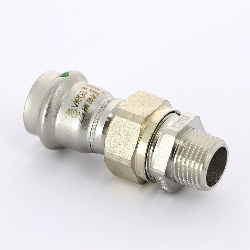 Муфта пресс-Н разъёмная 22x1/2" с плоской прокладкой нержавеющая сталь Sanpress Inox VIEGA